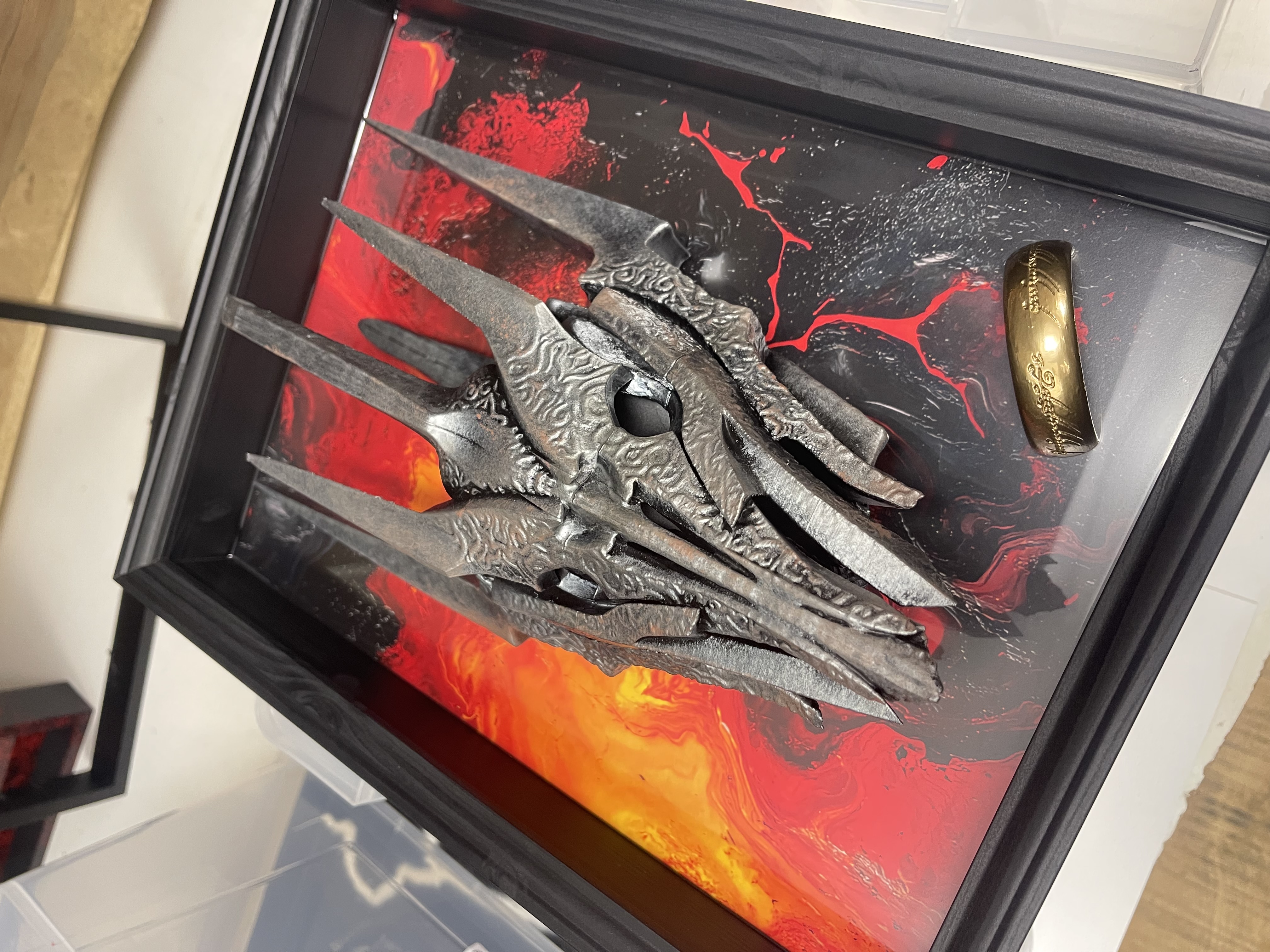 Quadro con stampa 3d e fondo in resina epossidica 