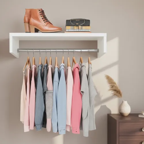 Prateleira Arara de Parede Multiuso - Branca 60cm