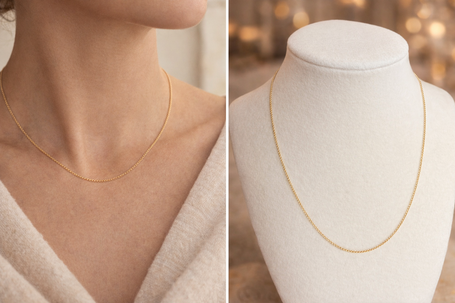 Finished Heavy Round Cable Necklace in 18K Yellow Gold (1.05 mm / 17 inch)