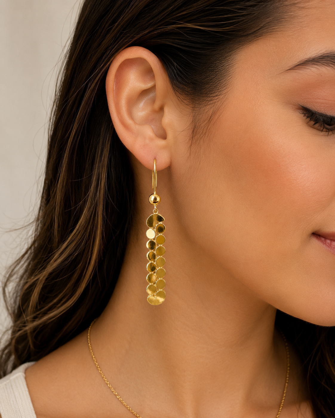 18K Italian Gold Disc Bracelet & Earrings Set
