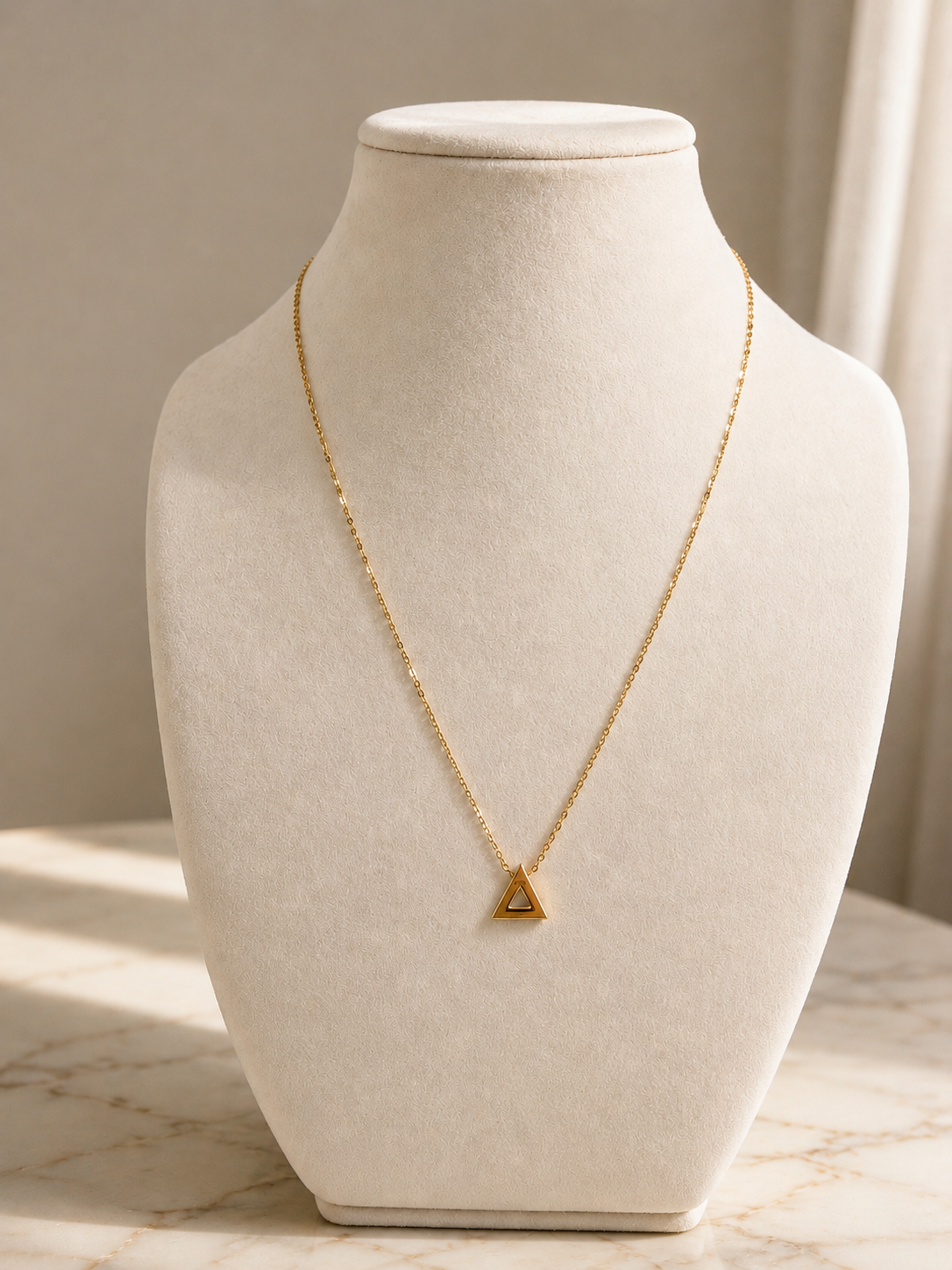 18K Gold Triangle Pendant Necklace