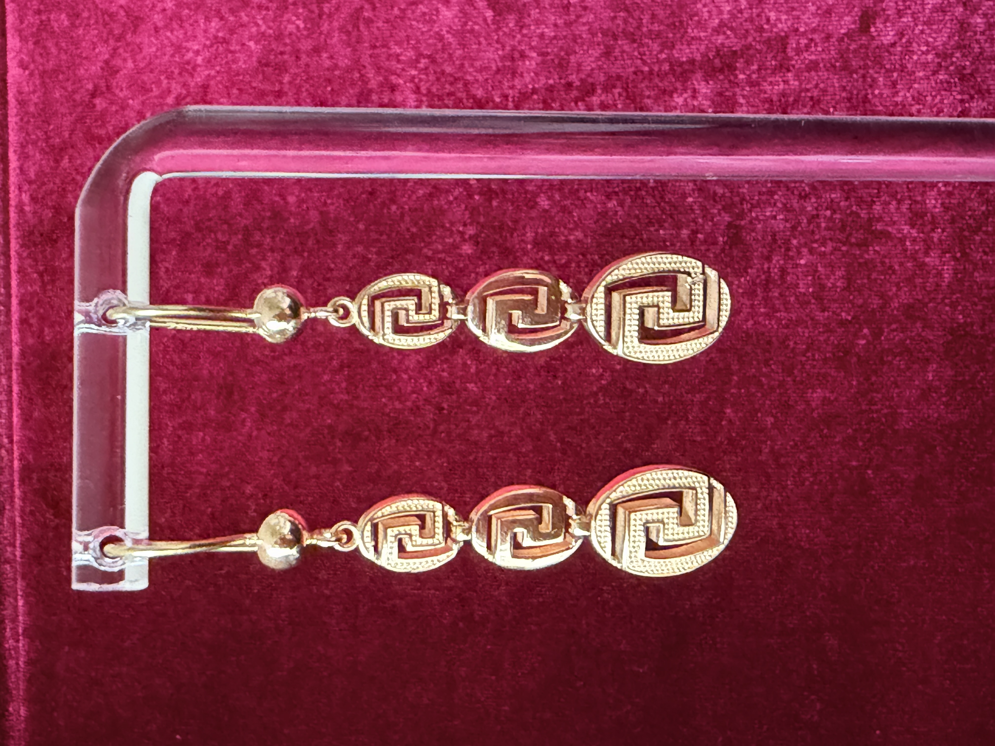 18K Geometric Gold Dangle Earrings