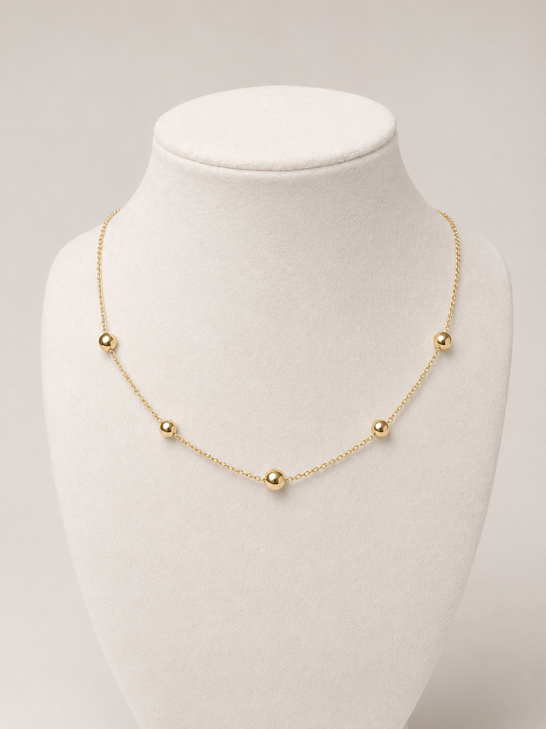 18K Italian Gold Disk Station Necklace