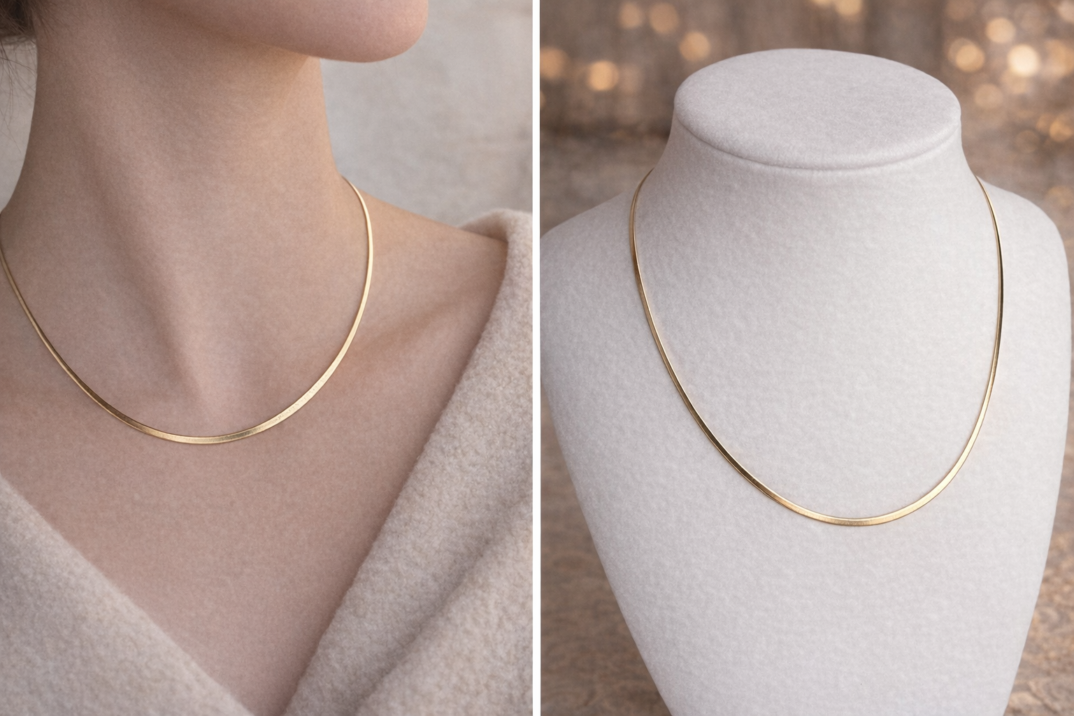 Finished Herringbone Necklace in 14K Yellow Gold (1.50 mm / 17 inch)