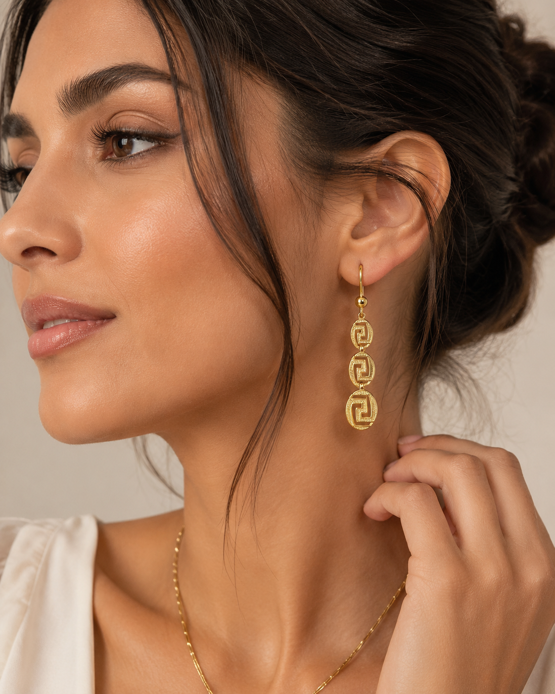 18K Geometric Gold Dangle Earrings