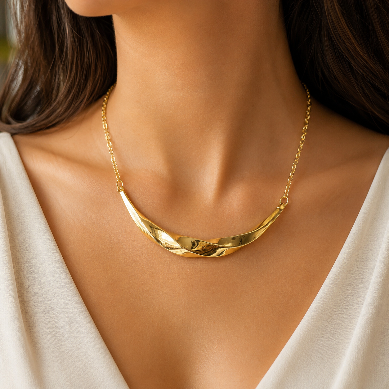 Graziella Air 18kt Gold Wave Necklace