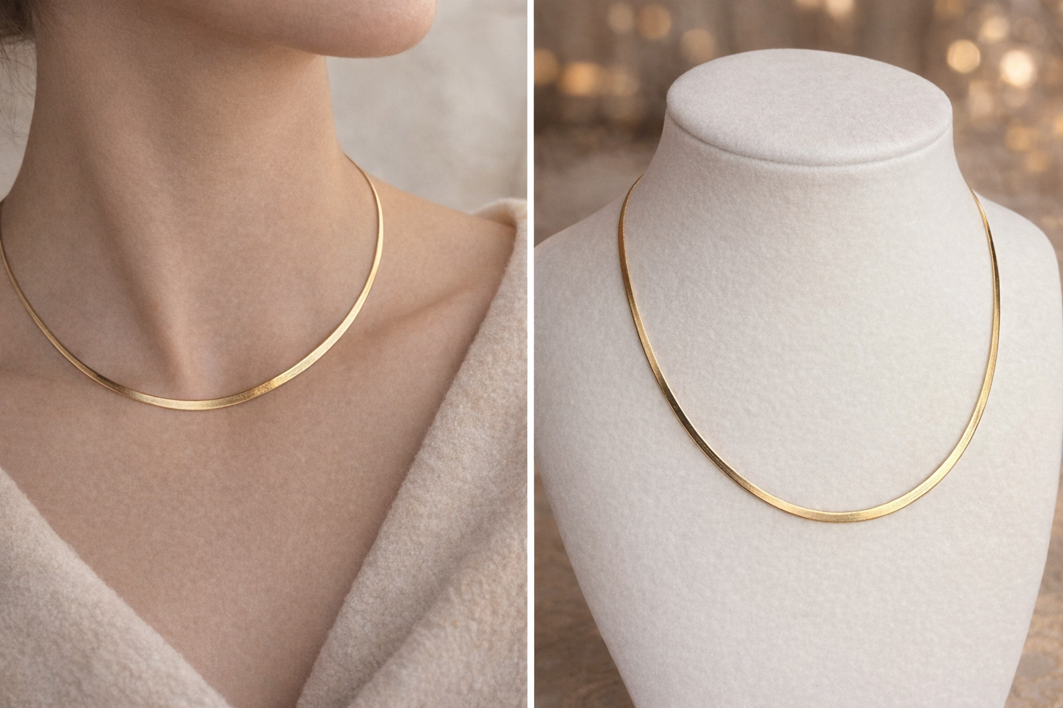 Finished Herringbone Necklace in 14K Yellow Gold (2.50 mm / 16 inch)