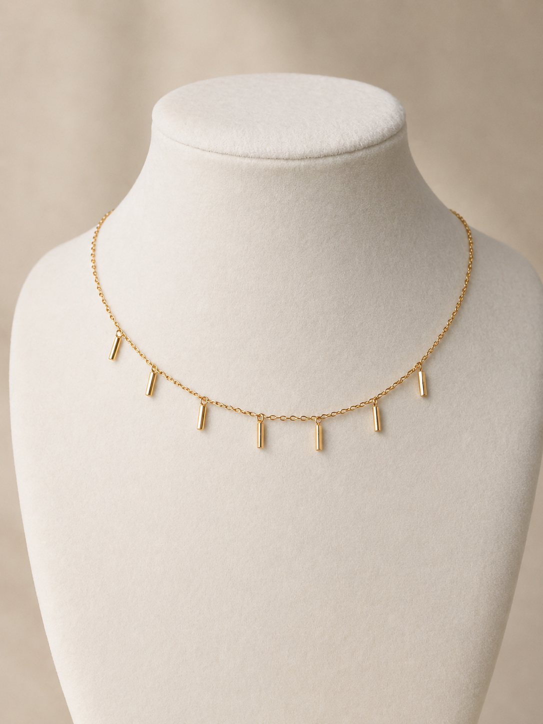 18K Gold Bar Pendant Necklace