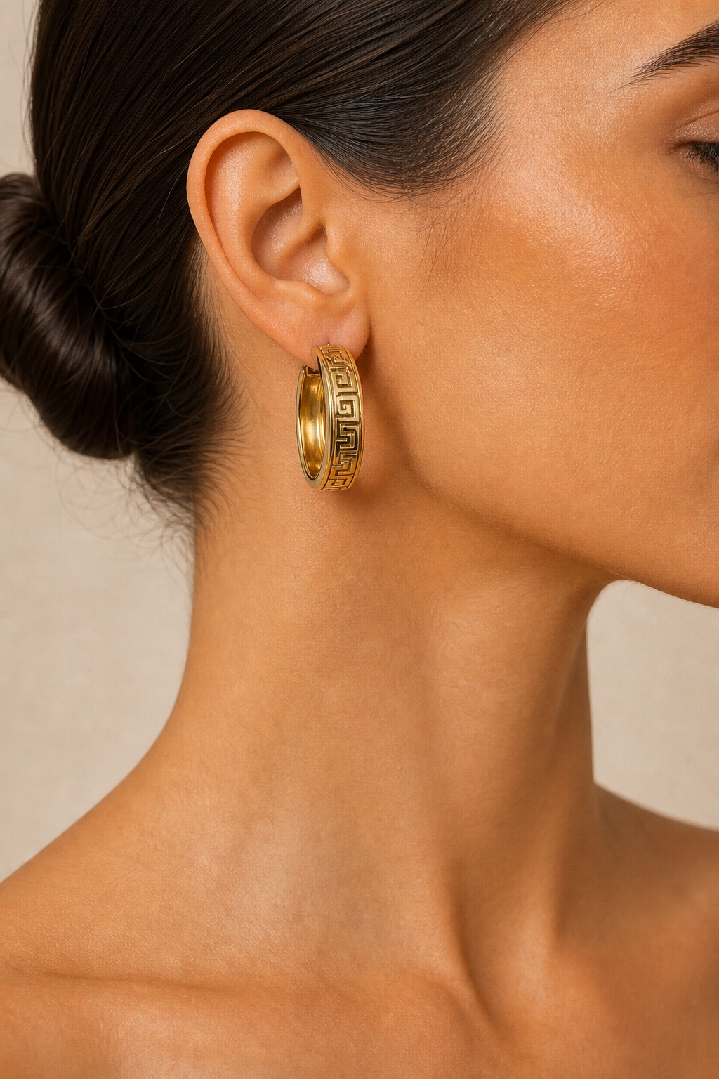 18K Graziella Air Greek Style Hoop Earrings