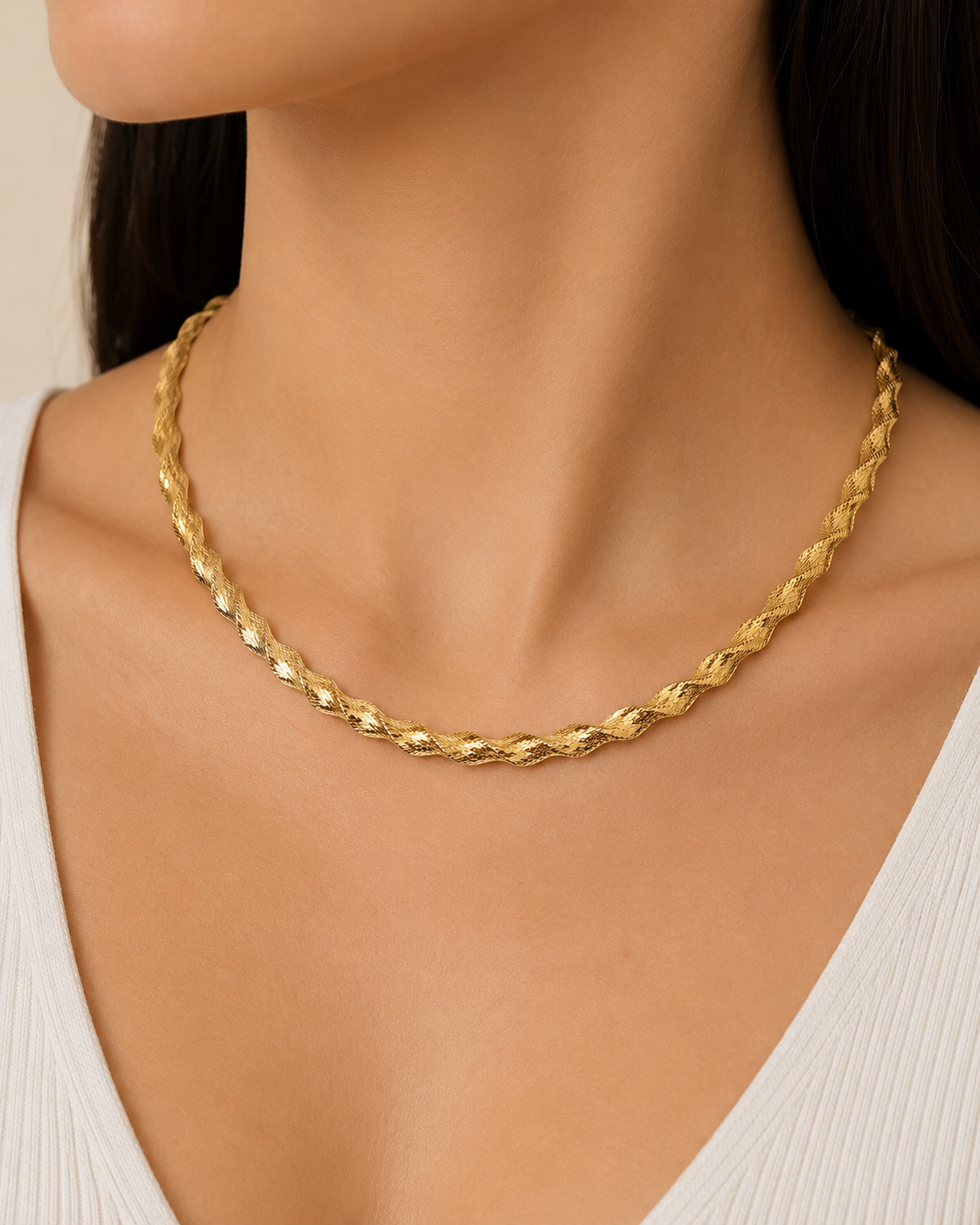 18K Twisted Gold Chain Necklace
