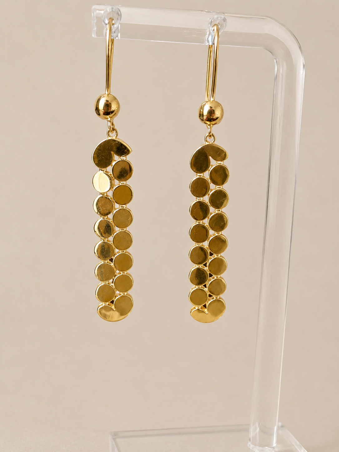 18K Gold Disc Drop Earrings