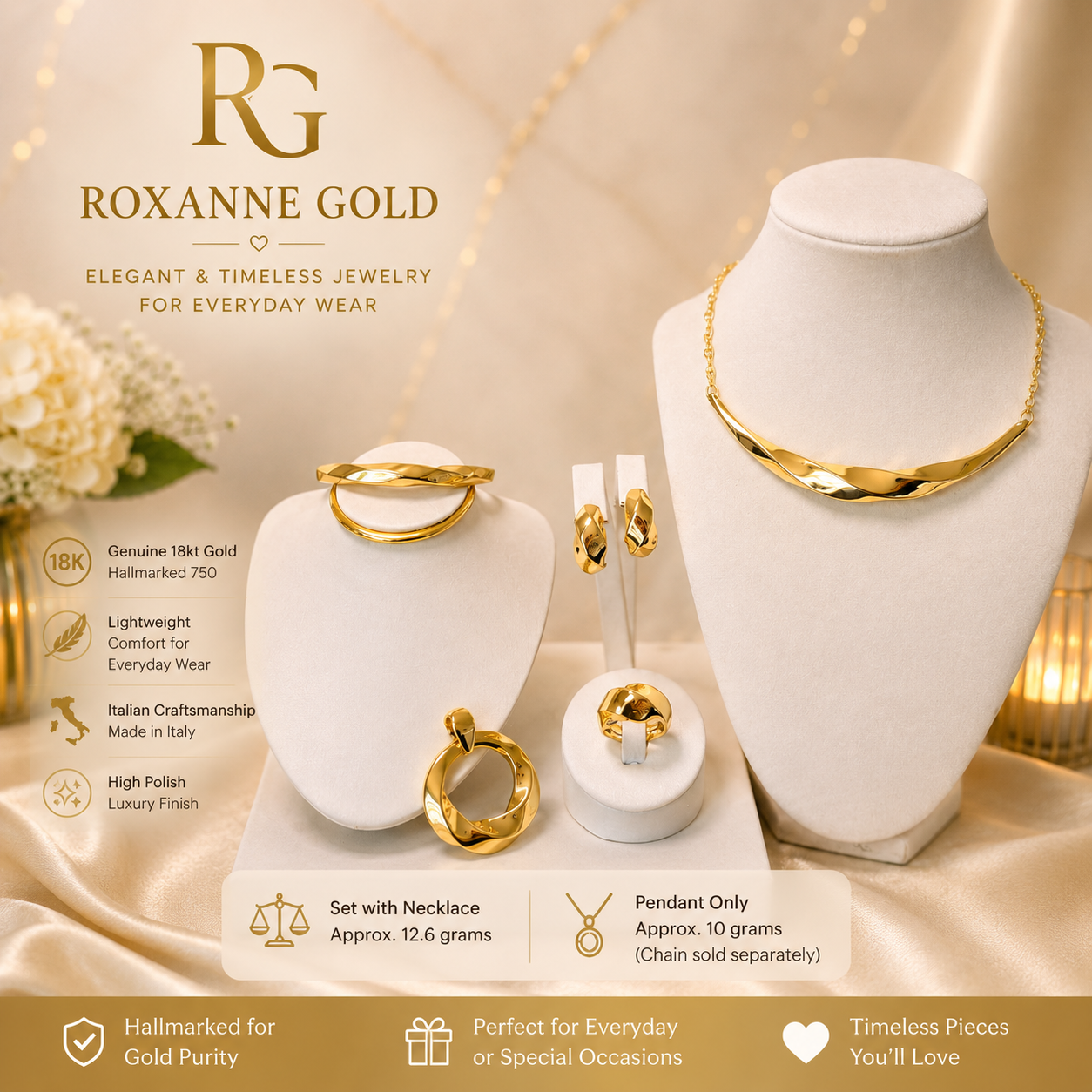 Graziella Air 18kt Italian Gold Set