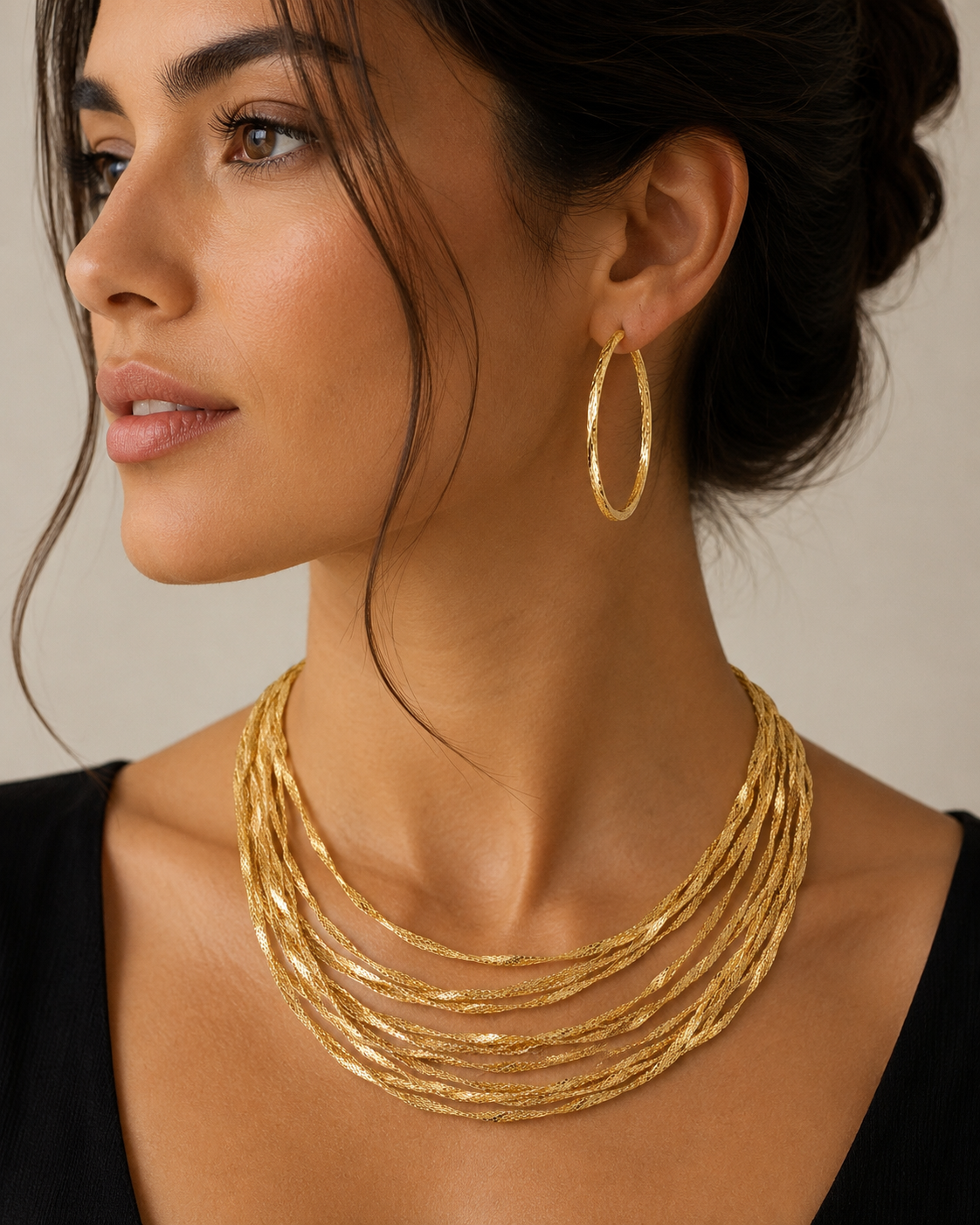18K Multi-Strand Gold Layered Necklace