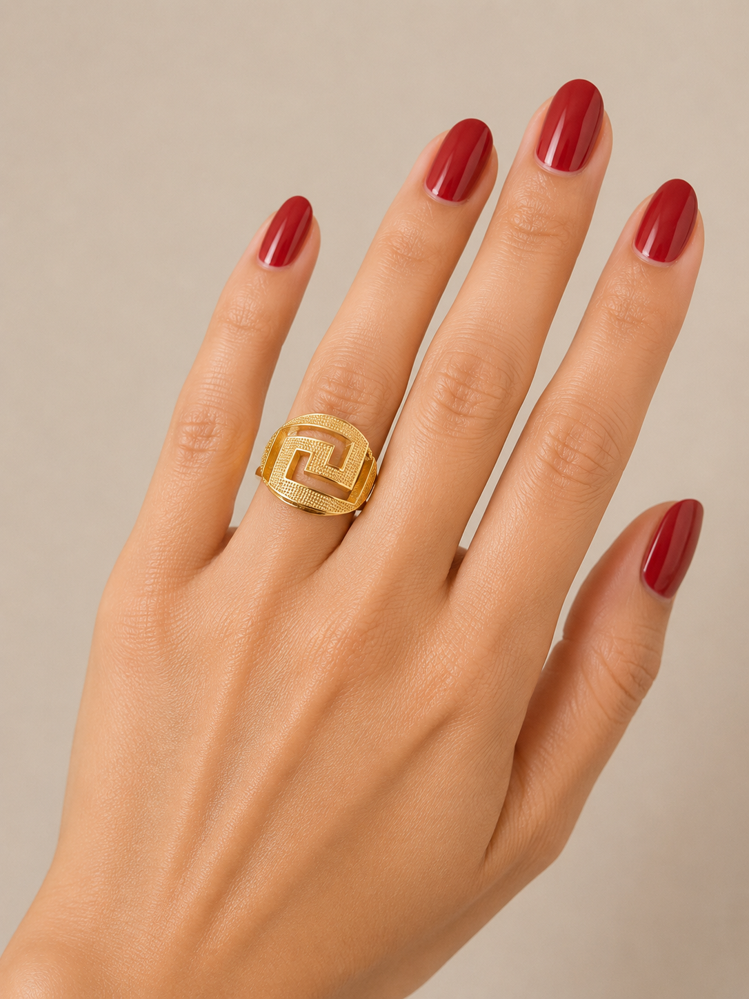 18K Geometric Gold Statement Ring