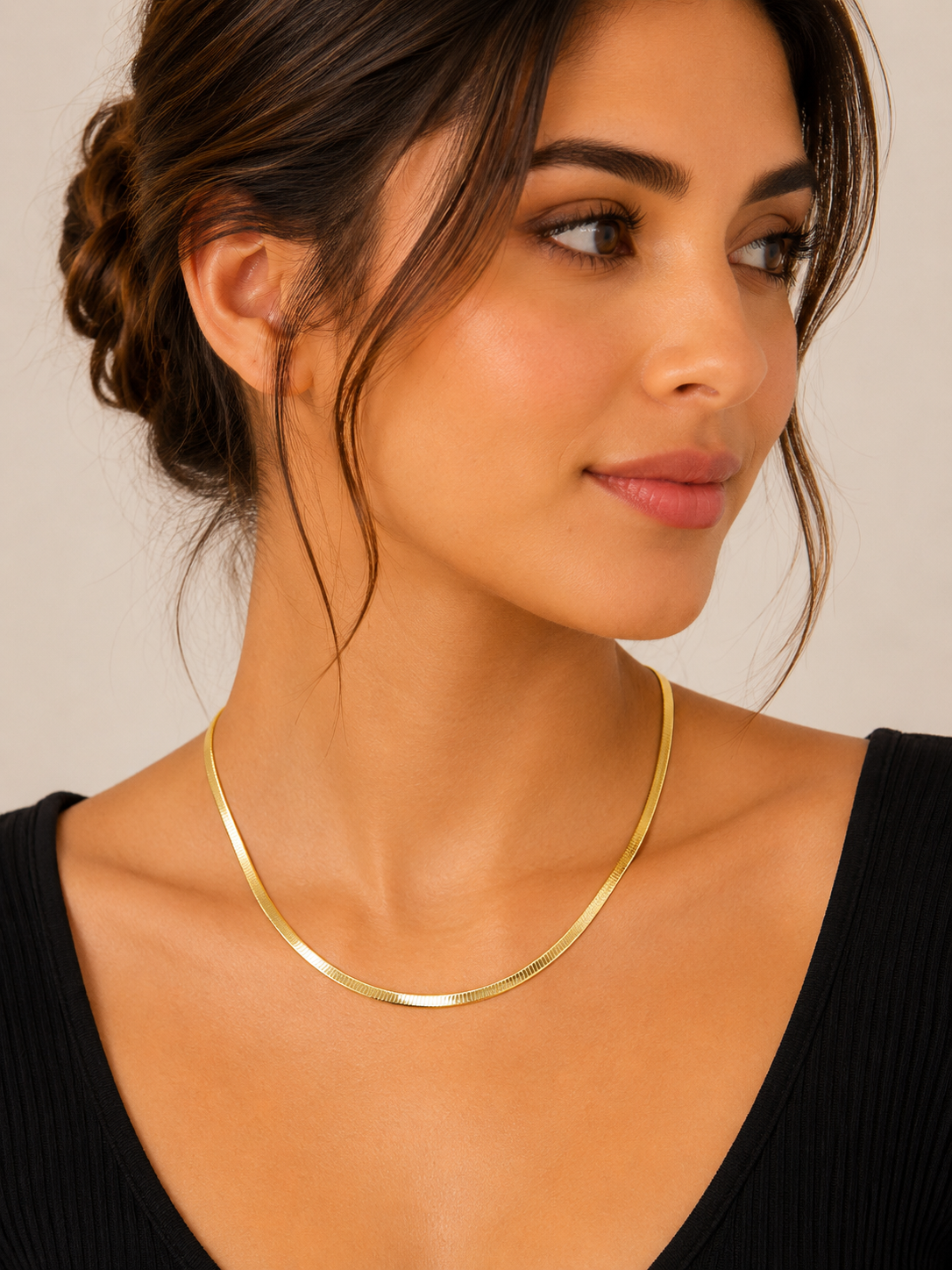  14K Herringbone Necklace in Yellow Gold (2.50 mm / 16 inch) 
