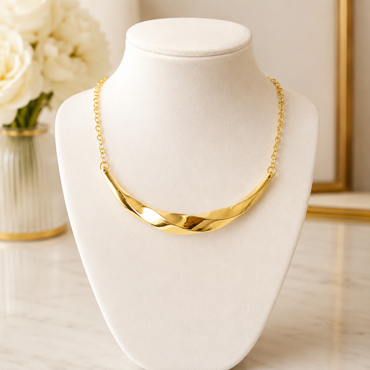 Graziella Air 18kt Gold Wave Necklace