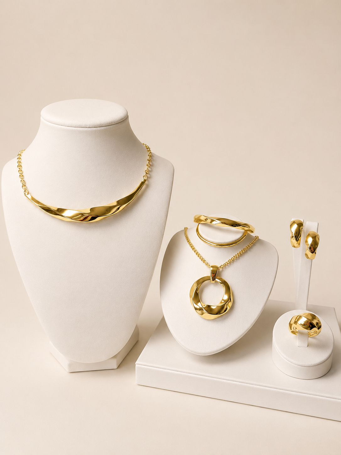 18K Graziella Air Italian Gold Wave Jewelry Set