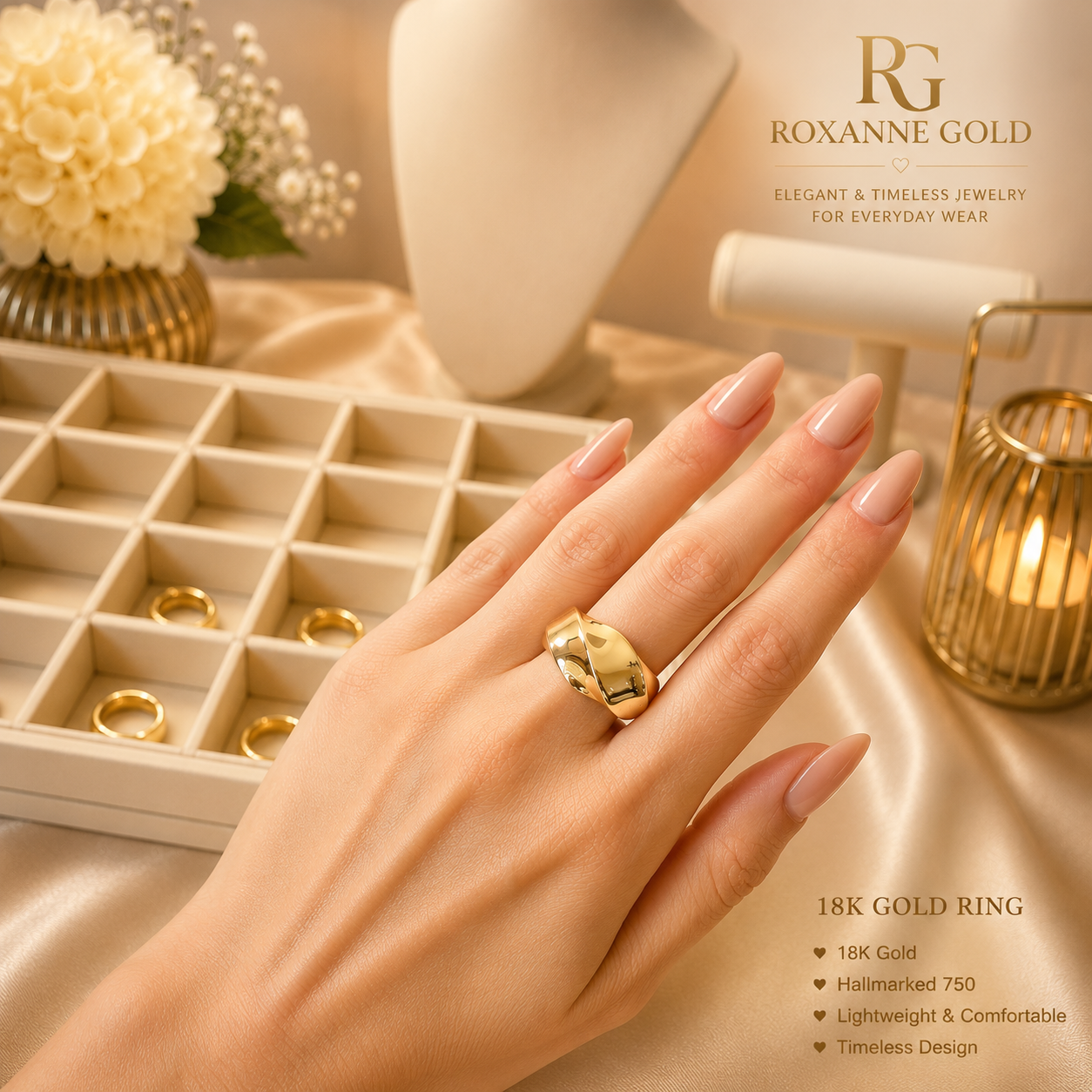 Graziella Air 18kt Gold Wave Ring