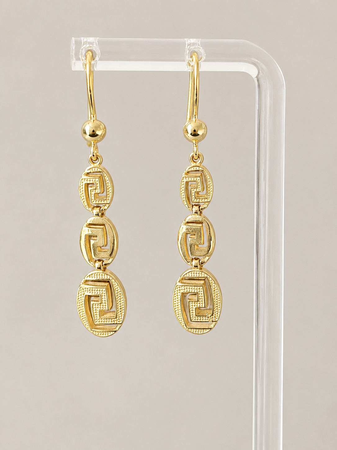 18K Geometric Gold Dangle Earrings