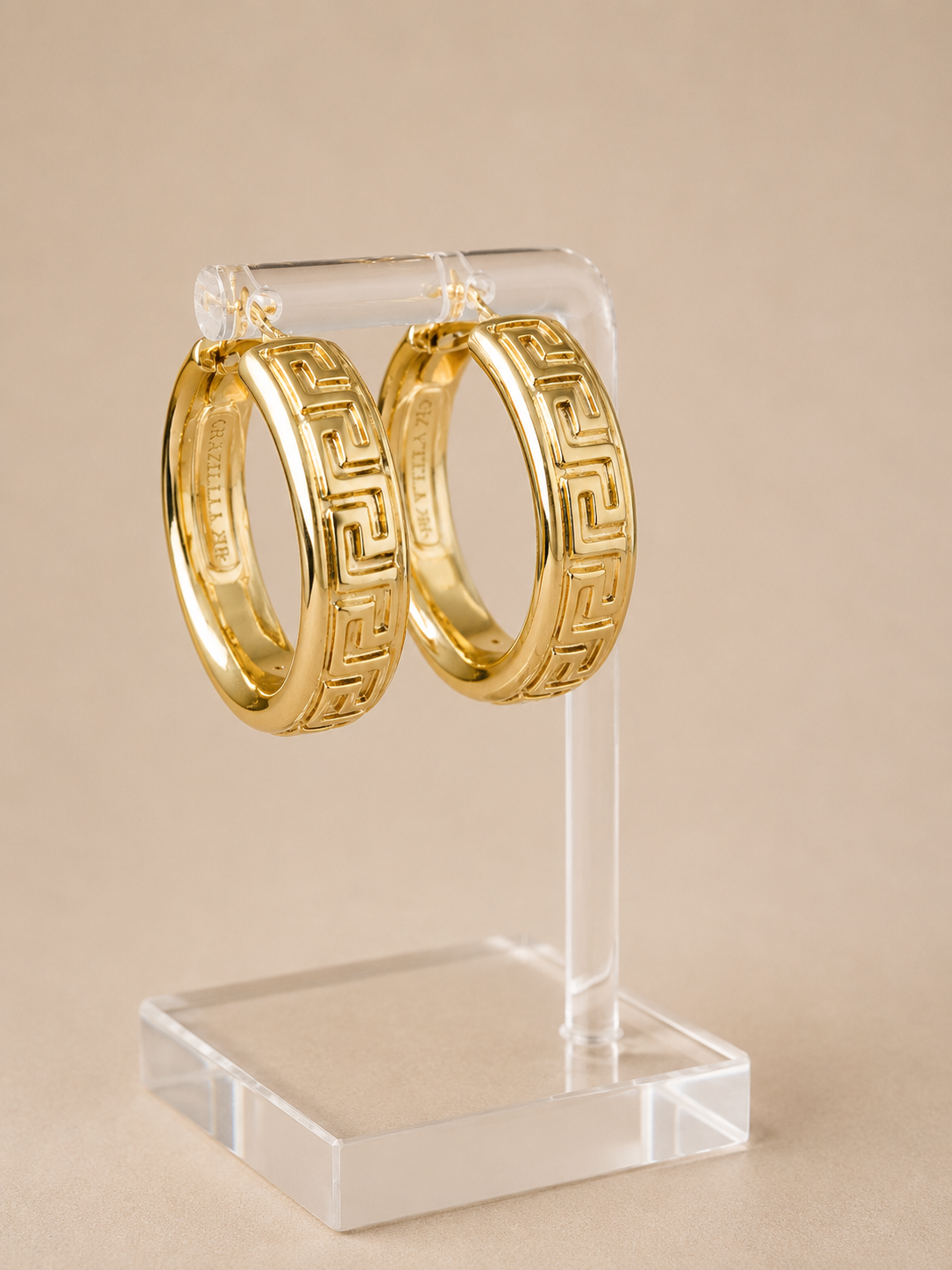 18K Graziella Air Greek Style Hoop Earrings