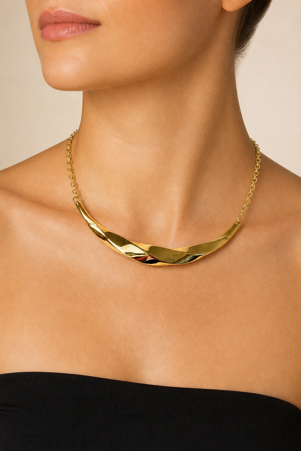 18K Graziella Air Gold Wave Statement Necklace, 50 cm (19.7 inches)