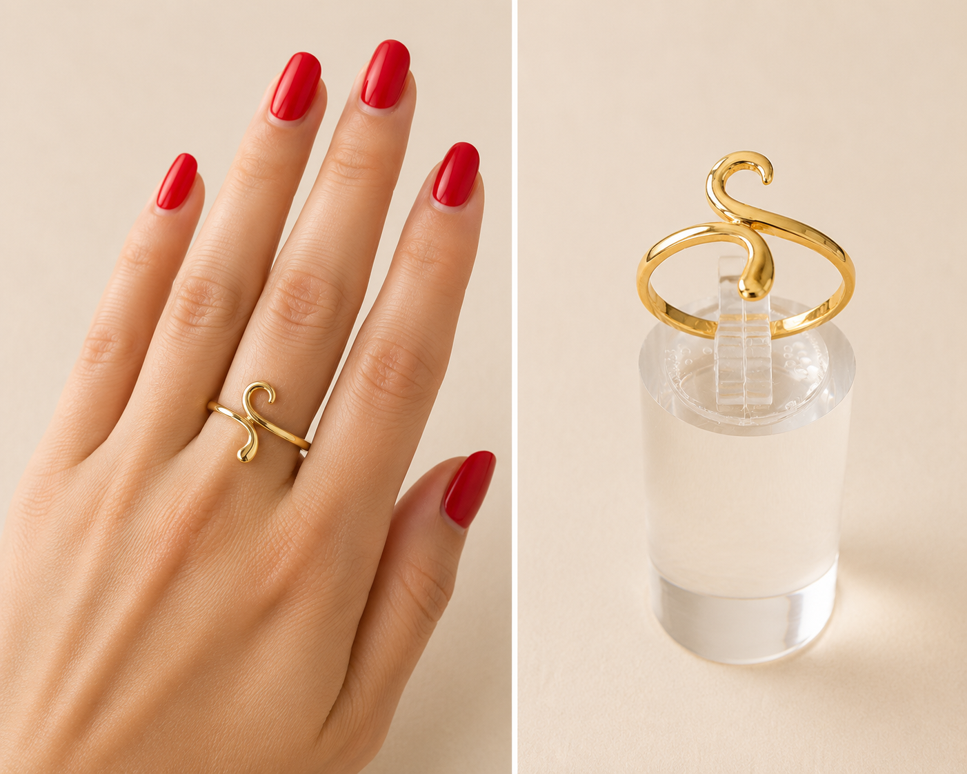 18K Gold Fluid Wave Ring