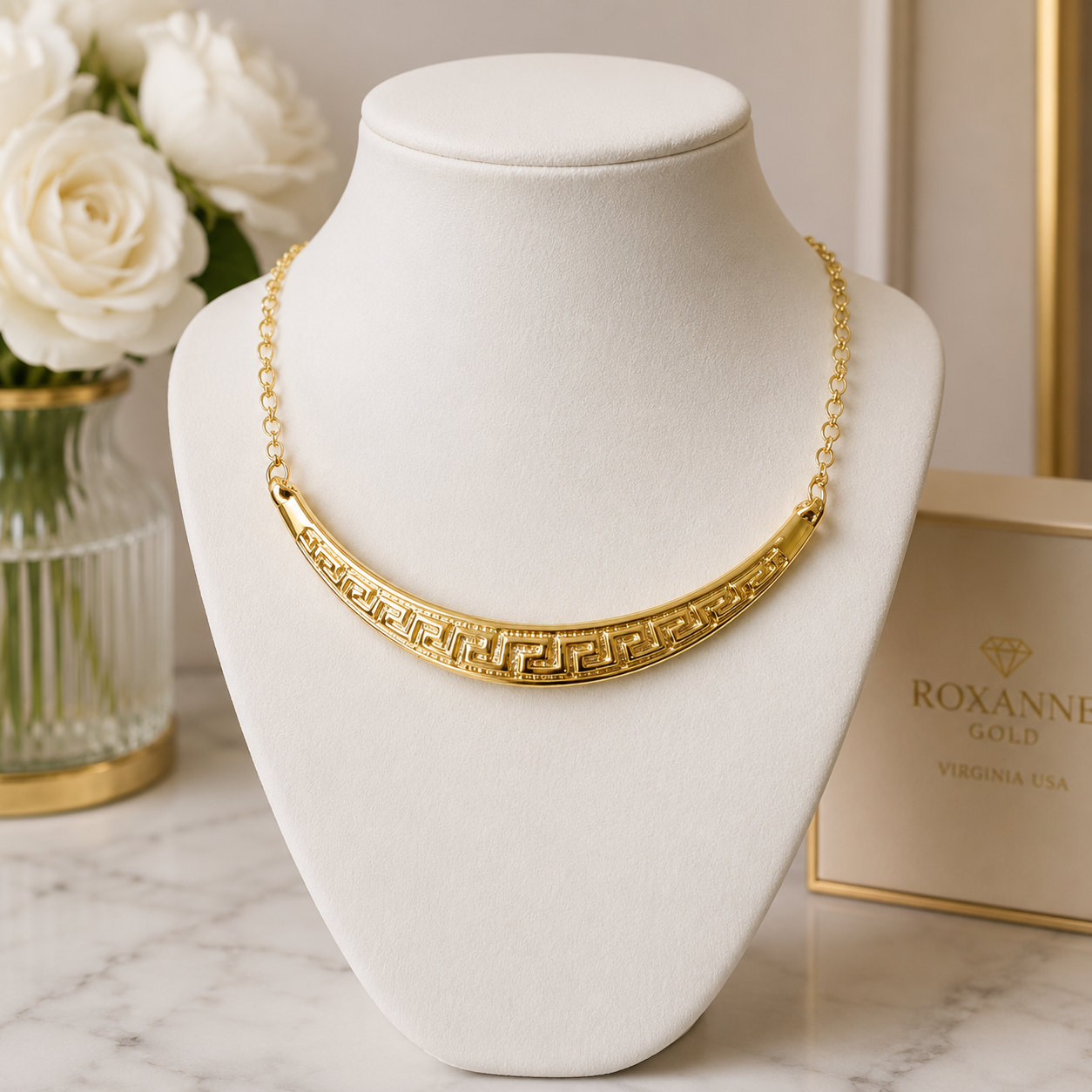 Graziella Air Greek Style Necklace, 18kt Italian Gold