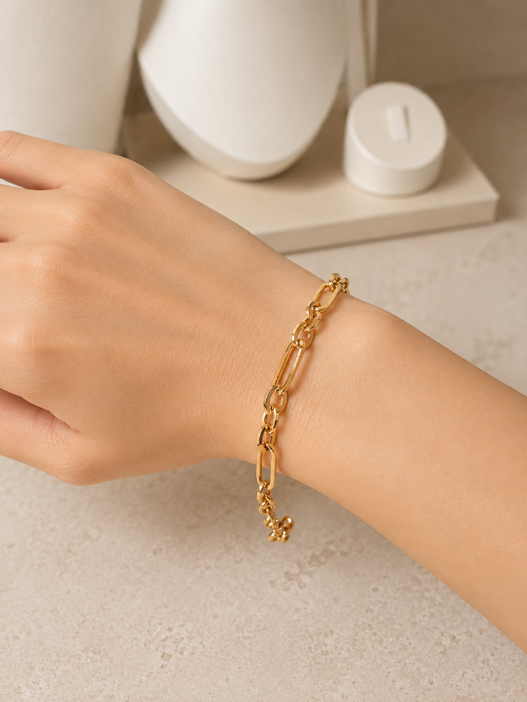 18K Classic Gold Link Bracelet – 19 cm (7.5 inches)