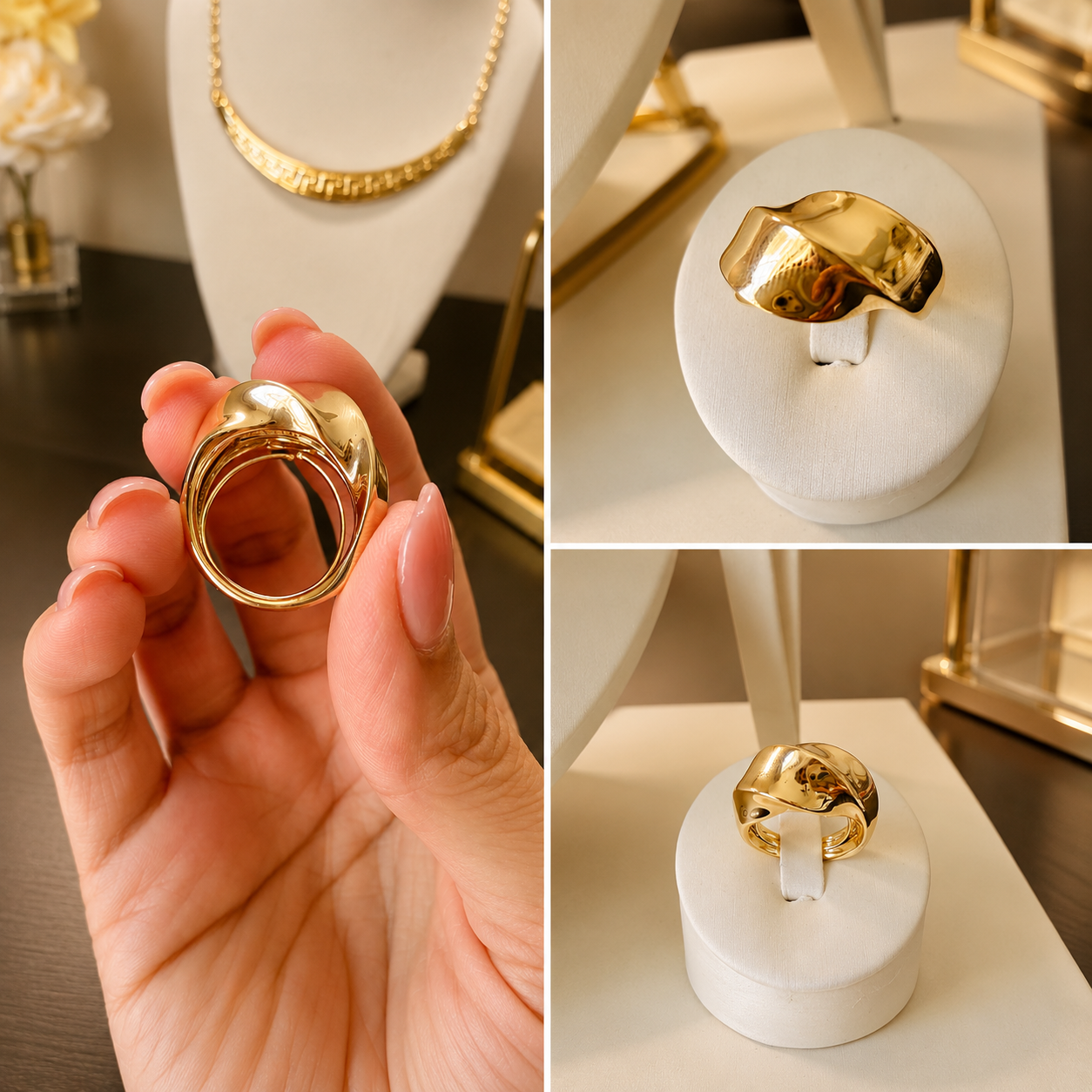 Graziella Air 18kt Gold Wave Ring