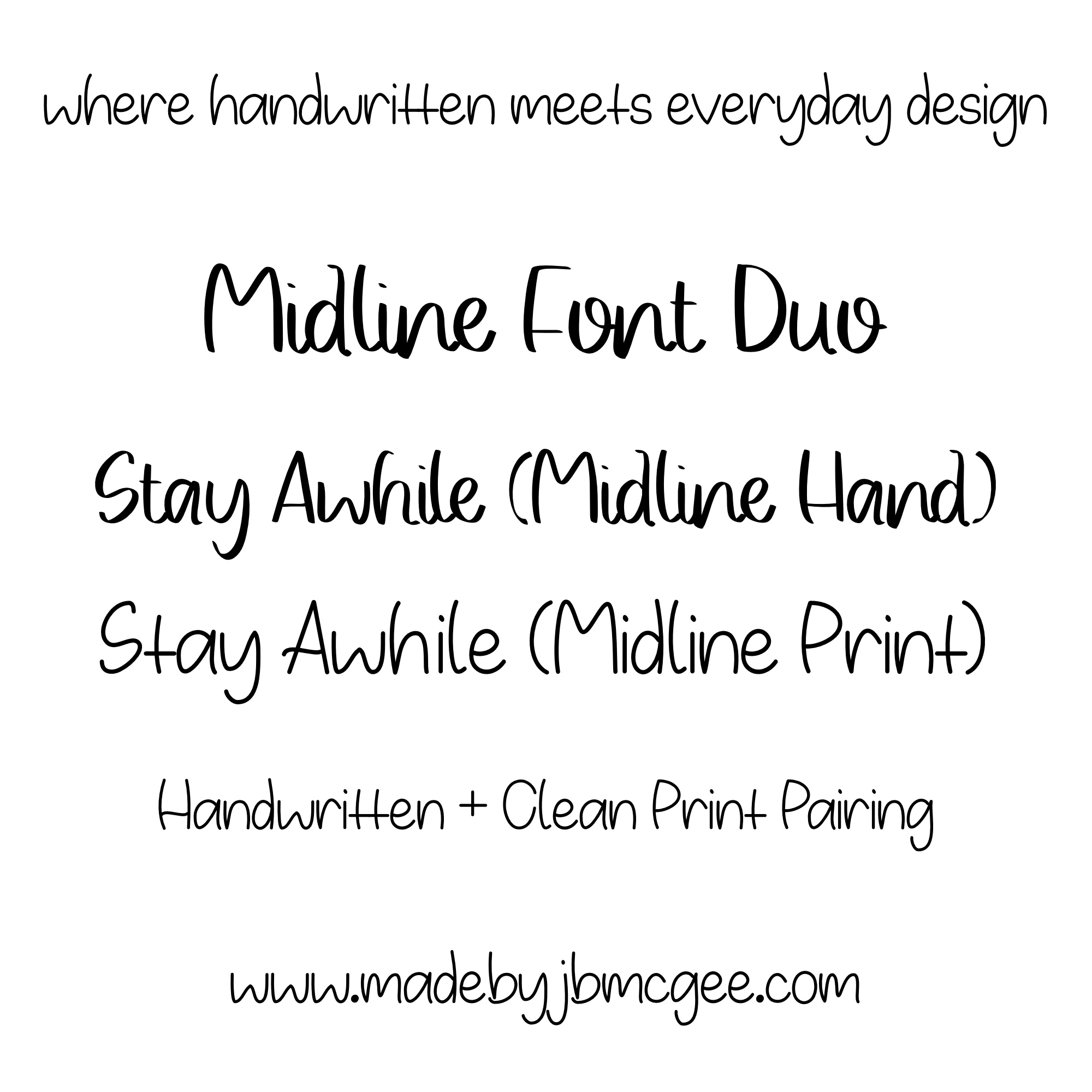 Midline Font Duo Pair - Handwritten + Clean Print Digital Font Set