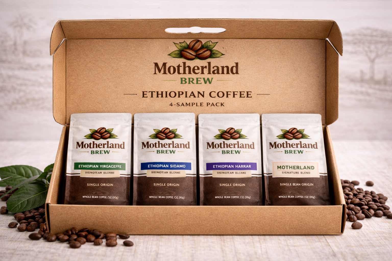 Motherland Brew Ethiopian Coffee 4-Sample Pack