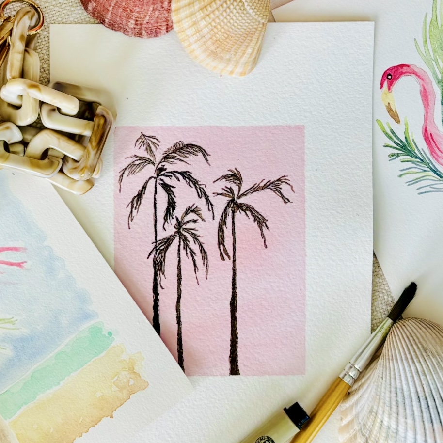 Hand-Painted Palm Tree Art Print