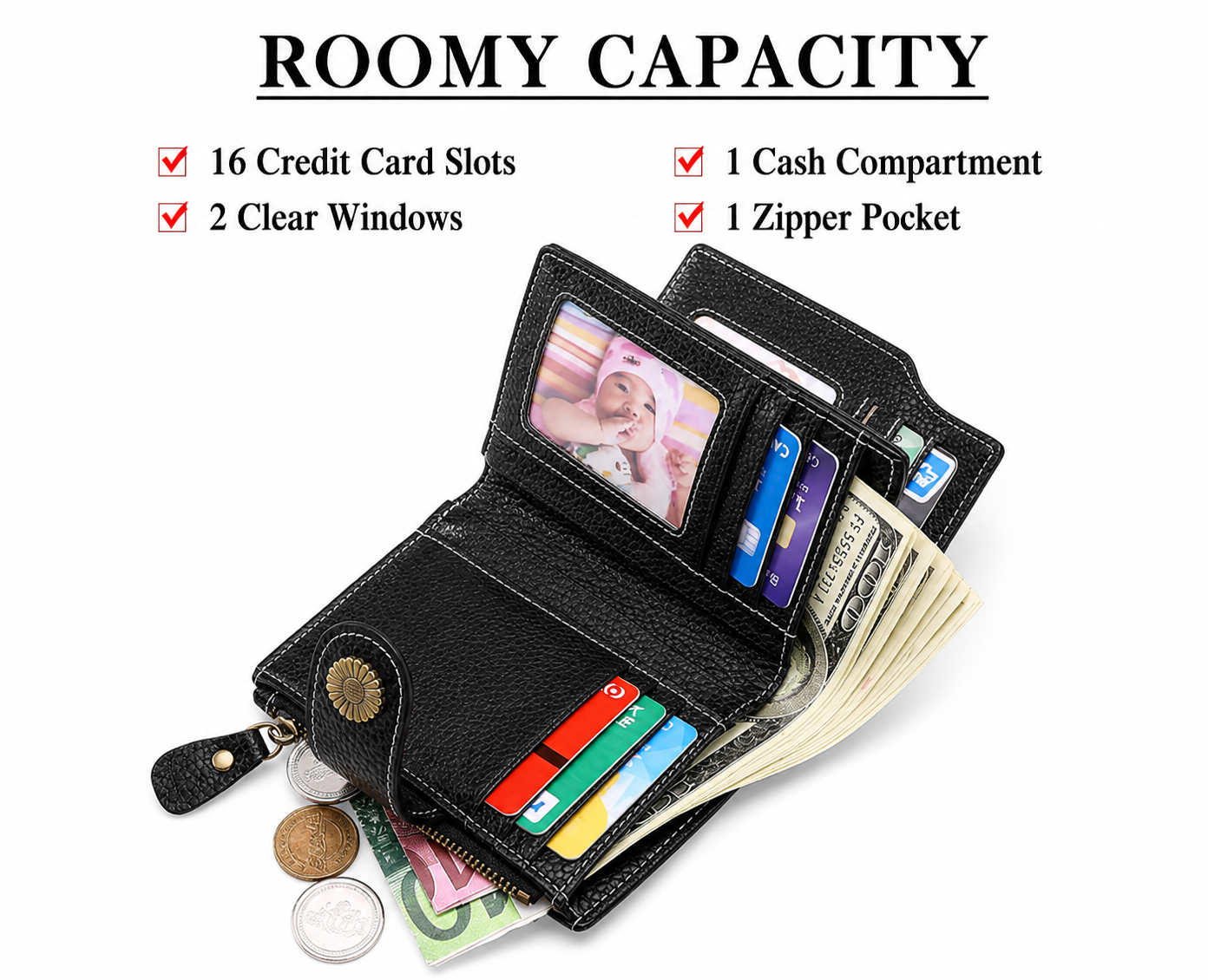 SS Women’s Slim Wallet with Zipper