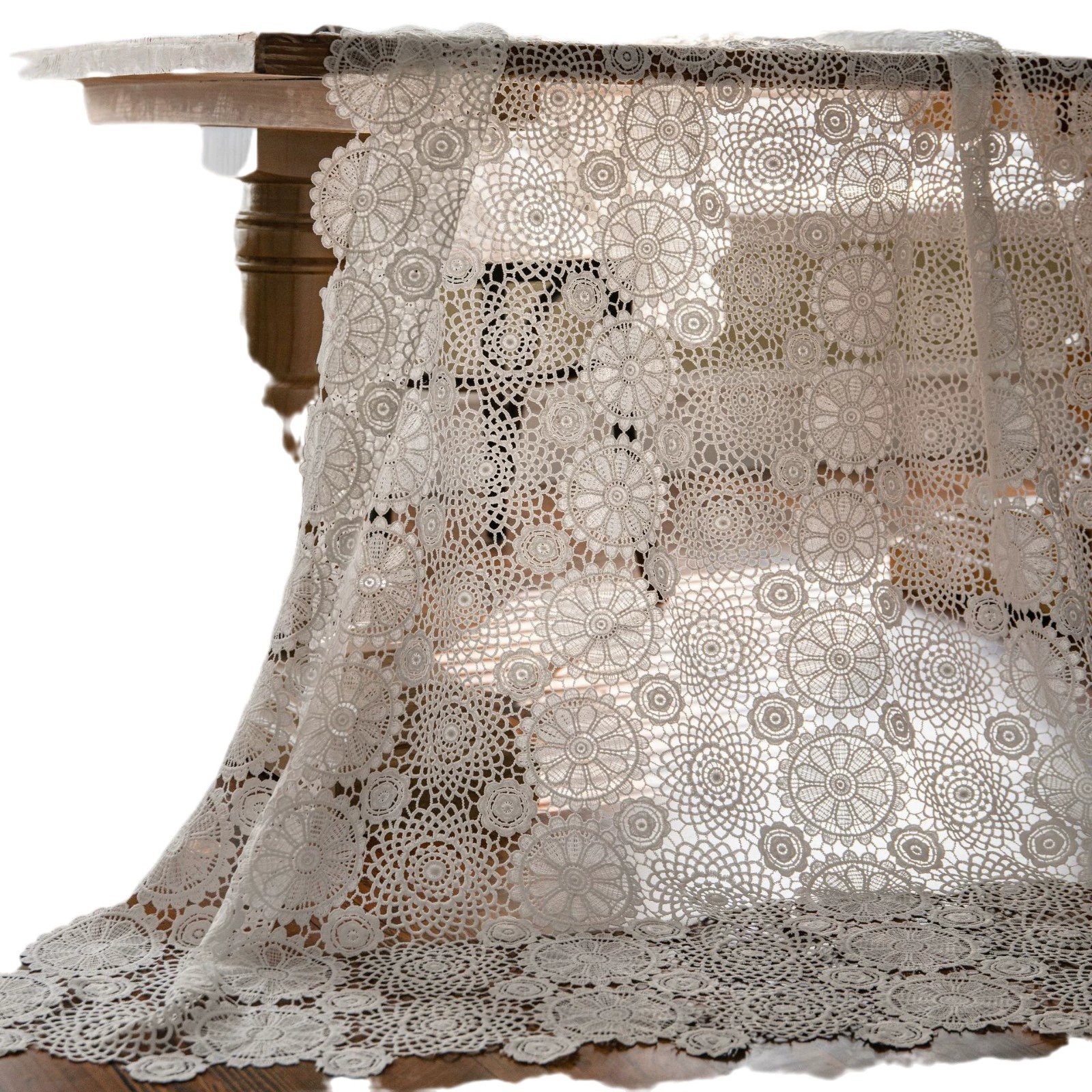 Mantel de encaje bordado hidrosoluble calado – Decoración elegante para el hogar