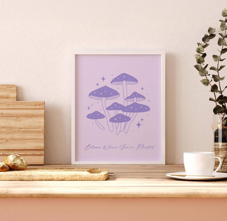 VIYYIEA Preppy Wall Art Prints, Purple Room Decor For Living Room, School Posters Wall Pictures Aesthetic Wall Decor (8 x 10in, Unframed)