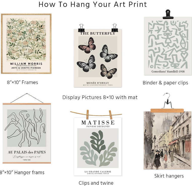 VIYYIEA 9Pcs Vintage Wall Art Prints, Van Gogh Wall Art Posters Flower Picture, 8X10In Aesthetic Sage Green Wall Decor Living Room Bedroom, Retro Art Prints Unframed Master Artwork for Office Kitchen