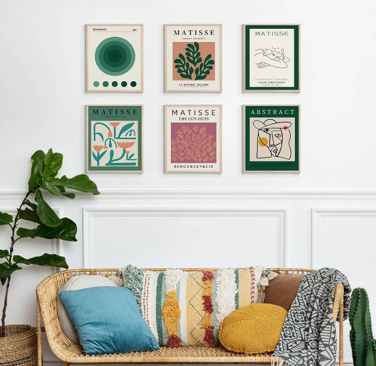 VIYYIEA Sage Matisse Wall Art Aesthetic Room Decor, Abstract Botanical Wall Decor Posters Bedroom, Unframed Art Prints for Living Room, Kitchen, Bathroom, Master Artwork Pictures Set (8×10in)