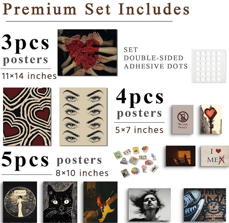 VIYYIEA Posters Y2K Downtown Girl Room Decor Coquette Aesthetic Wall Art Prints Bedroom Vintage Rock Wall Decor Baddie Hip Hop Wall Collage Pictures Set for Living Room Bathroom School Dorm