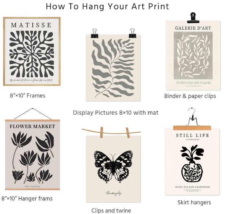 VIYYIEA Black and White Wall Art Butterfly Wall Decor Pictures for Living Room, Botanical Flower Prints Posters Room Decor Vintage Art Prints Unframed Farmhouse Kitchen Bedroom (8×10in)