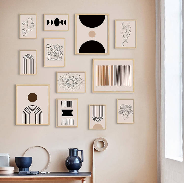 VIYYIEA Boho Wall Art Set For Living Room Decor, Artist Minimalist Line Wall Decor Modern Gallery Art Prints Unframed Posters Pictures Set for Bedroom Kitchen