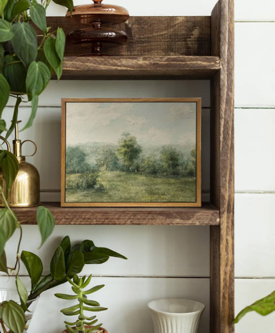 VIYYIEA Framed Canvas Wall Art Decor, Vast Grassland Landscape Prints Painting, Vintage Abstract Wall Art for Living Room Bedroom Bathroom Office, 9"x11"