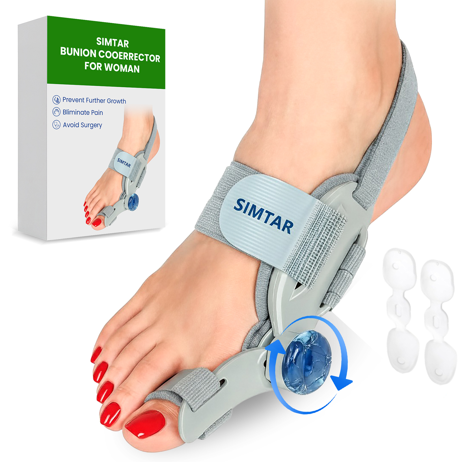 SIMTAR Premium Adjustable Bunion Corrector for Woman – Big Toe Valgus Brace & Support Device Left & Right Foot Night Splint bunion fix without surgery
