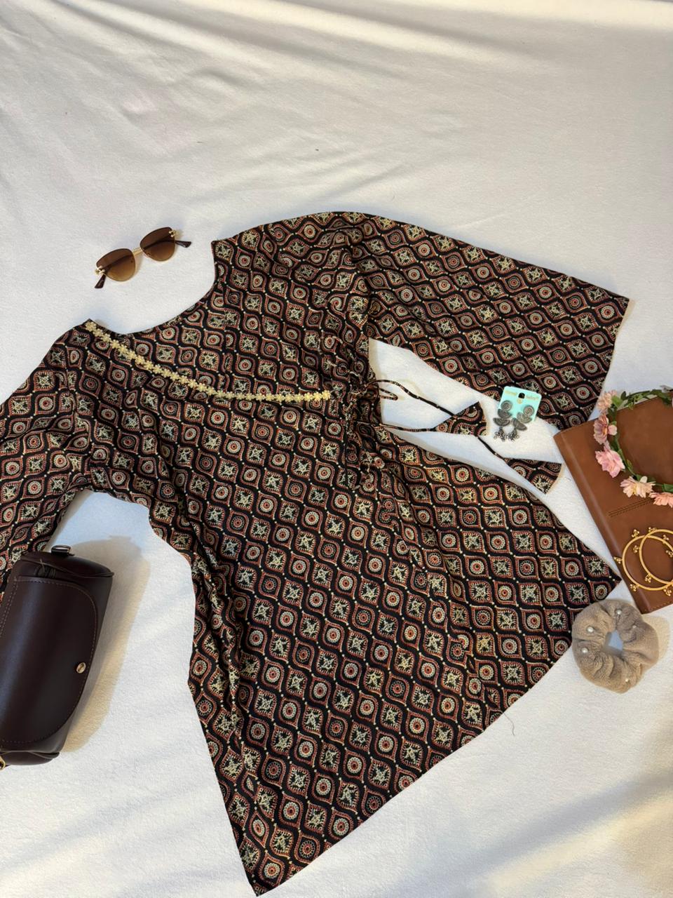 Boho Print Wrap Dress