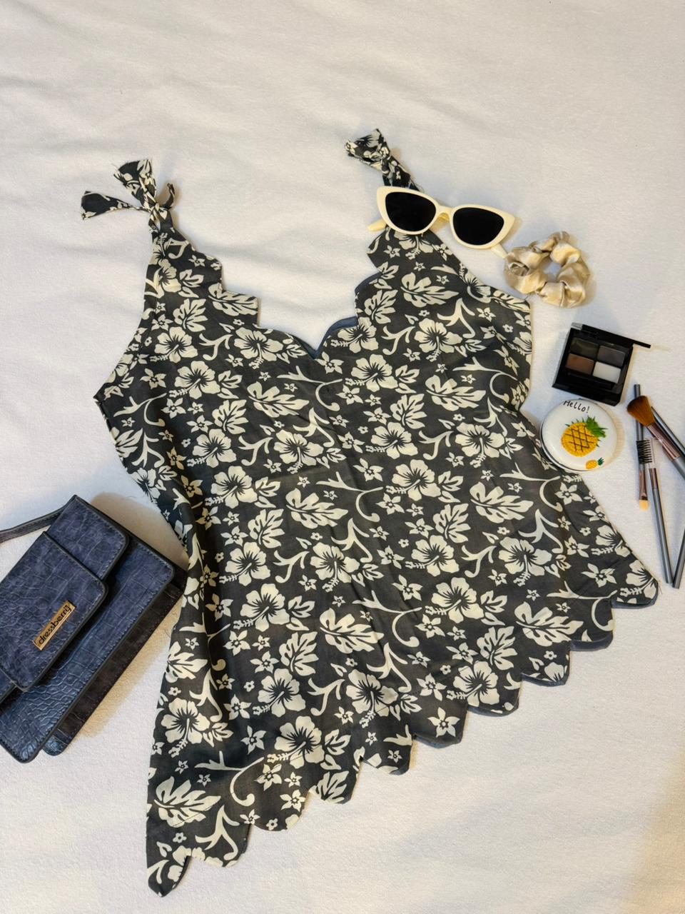 Floral Print Scallop Hem Dress