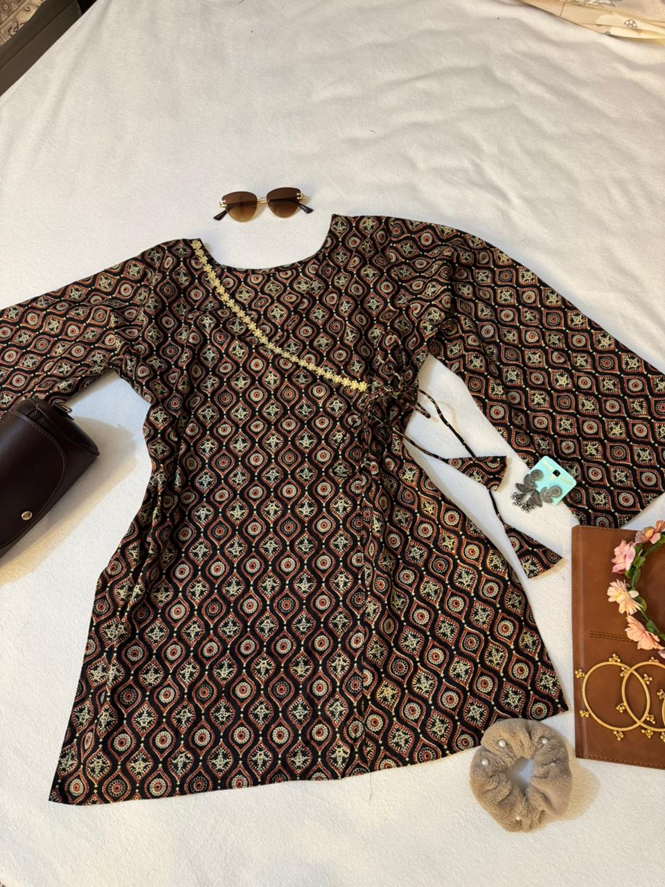 Boho Print Wrap Dress