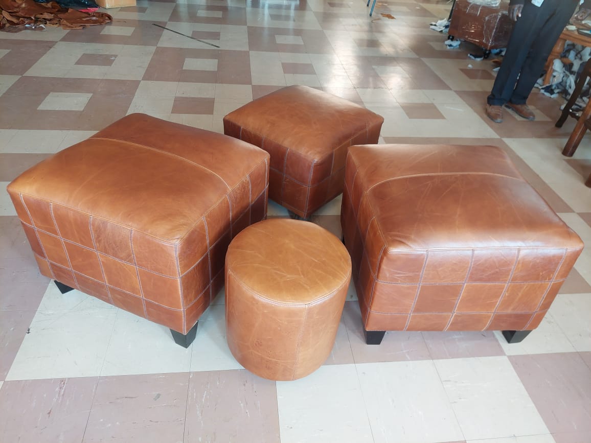 Leather Ottoman Set