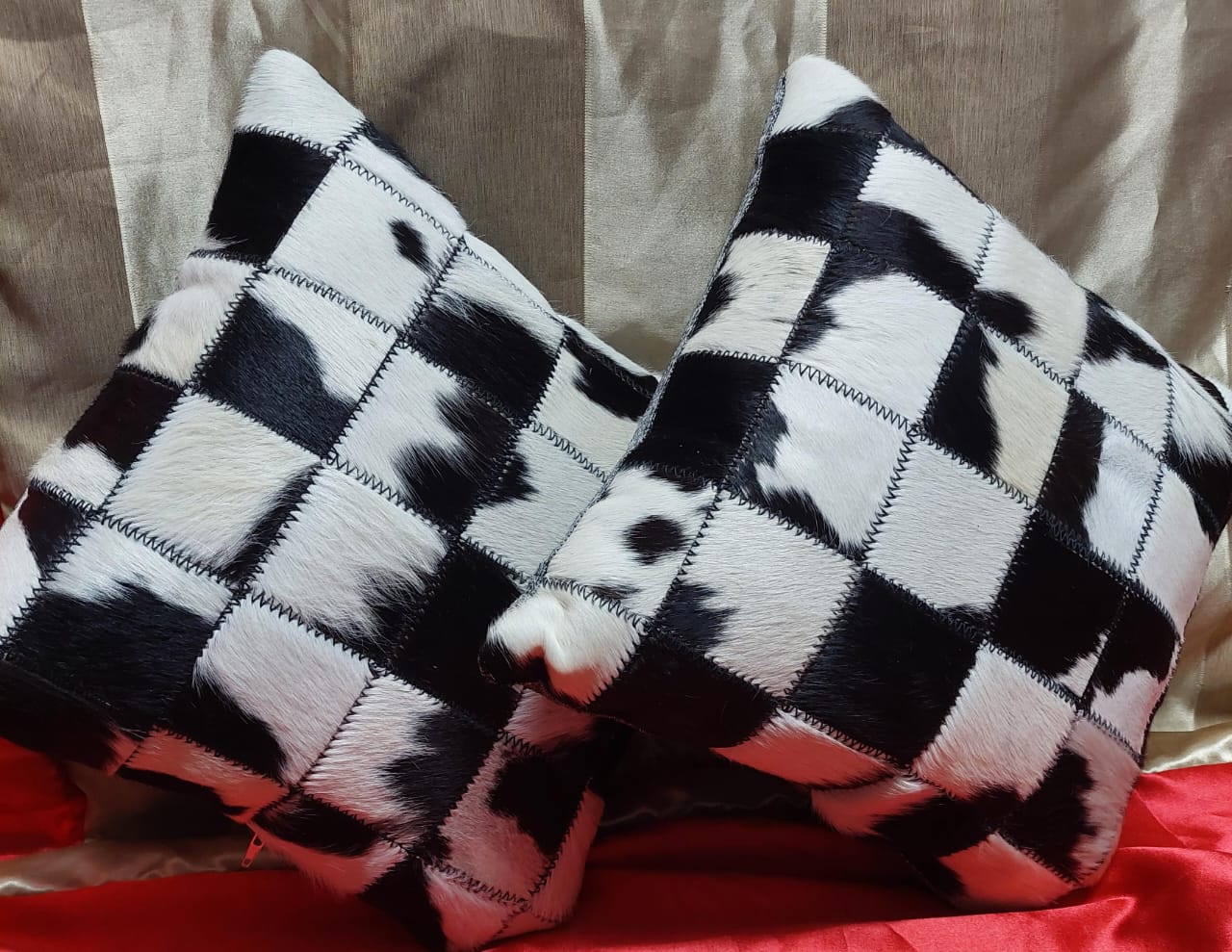 Cowhide Patchwork Cushion