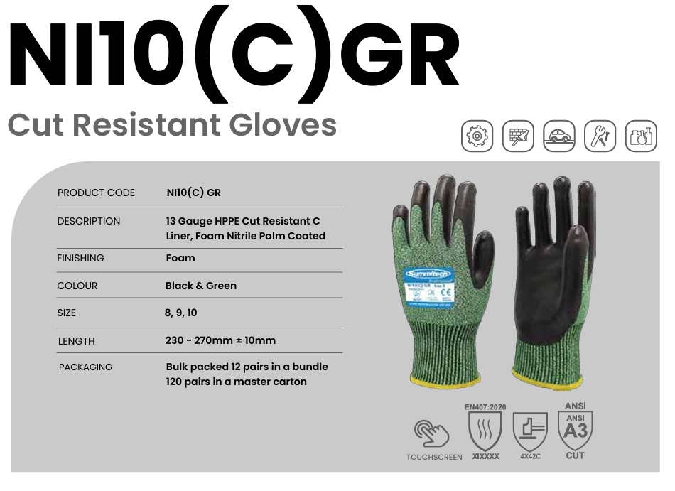 Sarung tangan Summitech N10 (C)GR Cut resistance