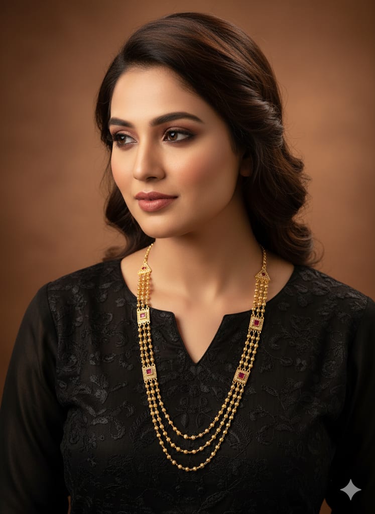 Traditional Gold-Plated Long Necklace