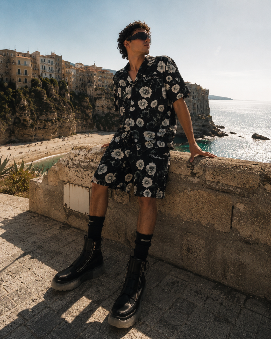 BOHEMIEN FLOWER BLACK SHIRT 